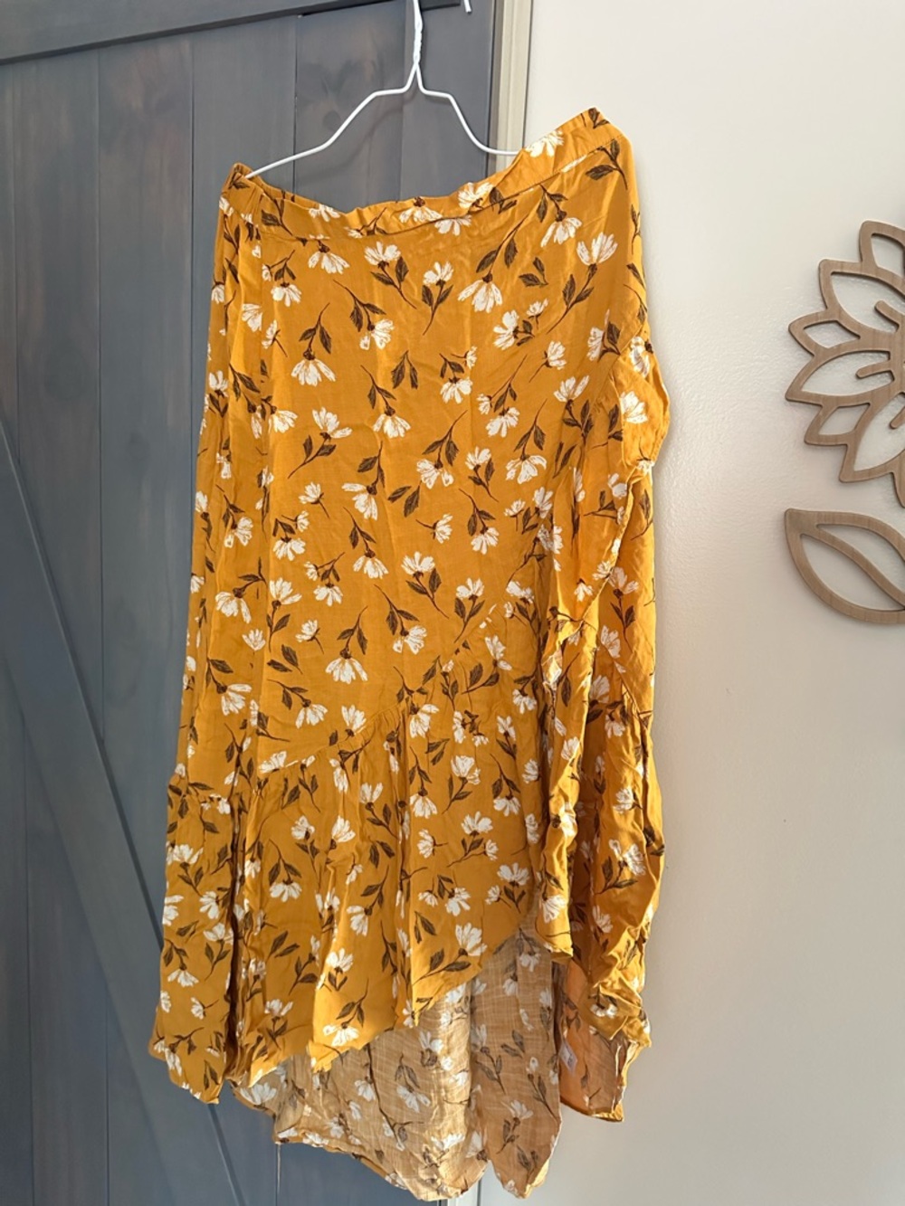 Sonoma Mustard Floral High-Low Maxi Skirt